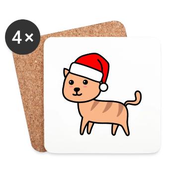Katze Comic Weihnachten Xmas - Untersetzer (4er-Set) - Weiß - Vorne