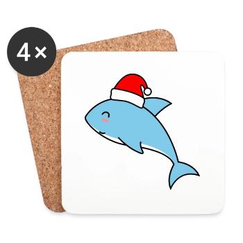 Shark Comic Christmas Xmas - Coasters (set of 4) - white - Front