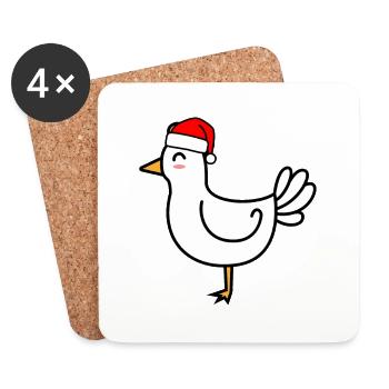 Huhn Comic Weihnachten Xmas - Untersetzer (4er-Set) - Weiß - Vorne
