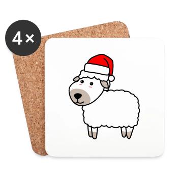 Sheep Comic Christmas Xmas - Coasters (set of 4) - white - Front