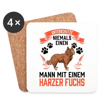 Mann mit Harzer Fuchs unterschätzen Hütefuchs - Untersetzer (4er-Set) - Weiß - Vorne