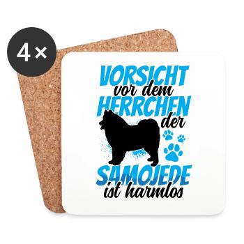 Samojede ist harmlos Samojedenspitz - Untersetzer (4er-Set) - Weiß - Vorne
