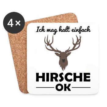 Hirsch Waldtiere Tierliebhaber Spruch Geschenk - Untersetzer (4er-Set) - Weiß - Vorne