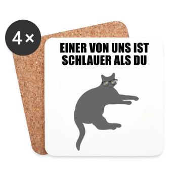 Freche Schlaue Nerd Katze Lustiger Spruch Geschenk - Untersetzer (4er-Set) - Weiß - Vorne