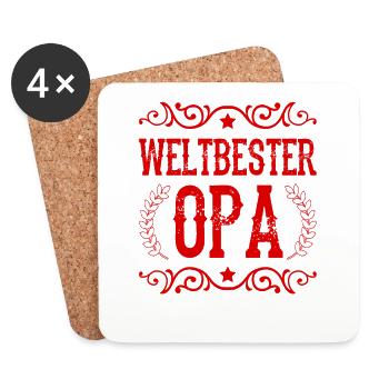 Weltbester Opa - Untersetzer (4er-Set) - Weiß - Vorne