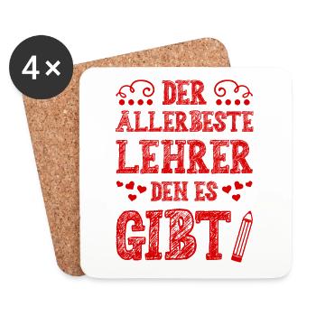 Allerbester Lehrer - Untersetzer (4er-Set) - Weiß - Vorne