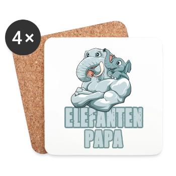 Starker Elefant mit Elefanten Kind - Untersetzer (4er-Set) - Weiß - Vorne
