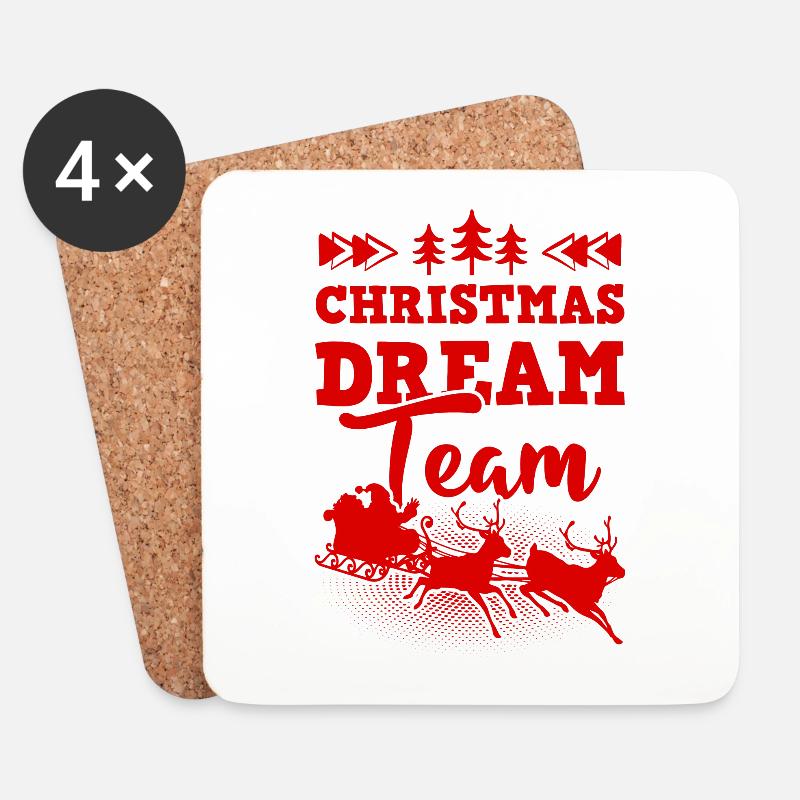 Christmas Dream team - Untersetzer (4er-Set) - Weiß