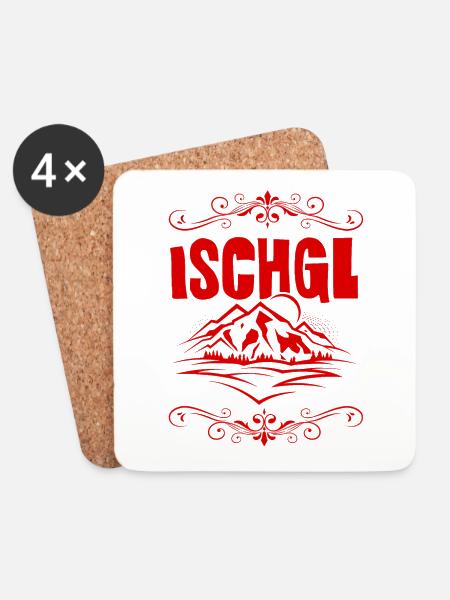 Ischgl Alpen Österreich - Untersetzer (4er-Set) - Weiß
