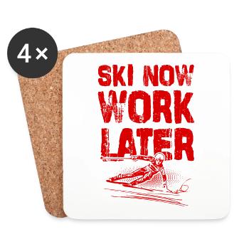 Ski now work later - Untersetzer (4er-Set) - Weiß - Vorne