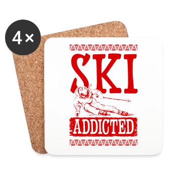 Accro au ski - Dessous de verre (lot de 4) - blanc - Devant