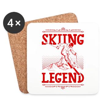 Légende du ski - Dessous de verre (lot de 4) - blanc - Devant