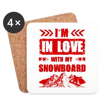 love Snowboarding - Untersetzer (4er-Set) - Weiß - Vorne
