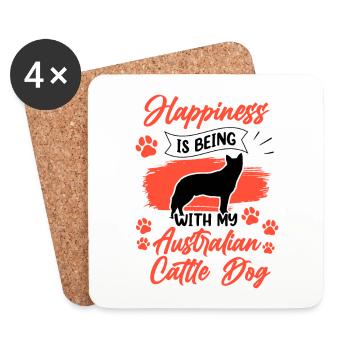 Le bouvier australien fait un chien de troupeau heureux - Dessous de verre (lot de 4) - blanc - Devant