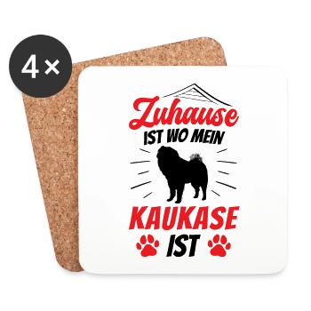 Owtscharka ist Zuhause Kaukasischer Owtscharka - Untersetzer (4er-Set) - Weiß - Vorne
