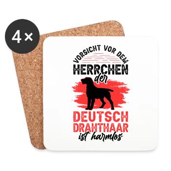 Deutsch Drahthaar Herrchen Jagdhund - Untersetzer (4er-Set) - Weiß - Vorne