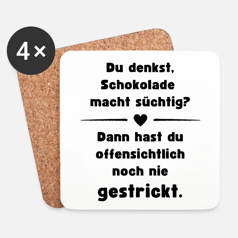 Stricken macht süchtig - Stricken Leidenschaft - Untersetzer (4er-Set) - Weiß