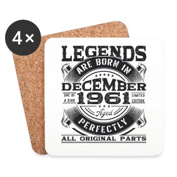 Born December 1961 61st birthday Legend Man - Coasters (set of 4) - white - Front