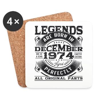 Décembre Né 1974 48ème anniversaire Legend Man - Dessous de verre (lot de 4) - blanc - Devant