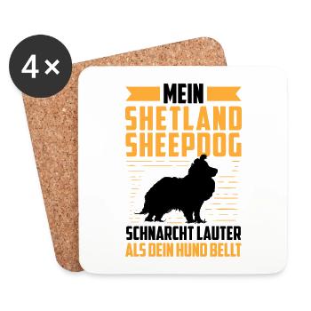 Shetland Sheepdog schnarcht britischer Sheepdog - Untersetzer (4er-Set) - Weiß - Vorne