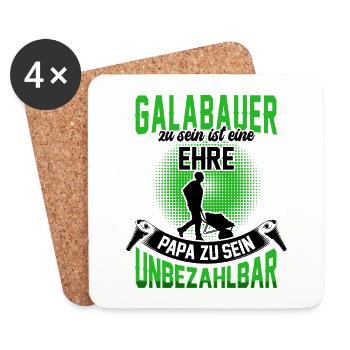 Galabauer ist eine Ehre Gartenbau Galabau - Untersetzer (4er-Set) - Weiß - Vorne