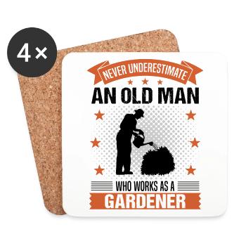 Jardinier vieil homme drôle disant cadeau d’homme - Dessous de verre (lot de 4) - blanc - Devant