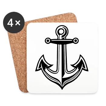 Port du symbole d’ancre - Dessous de verre (lot de 4) - blanc - Devant