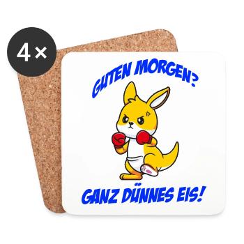 Känguru Guten Morgen? Ganz dünnes Eis Morgenmuffel - Untersetzer (4er-Set) - Weiß - Vorne