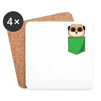 Funny Meerkat In Breast Pocket Print Gift - Coasters (set of 4) - white - Front