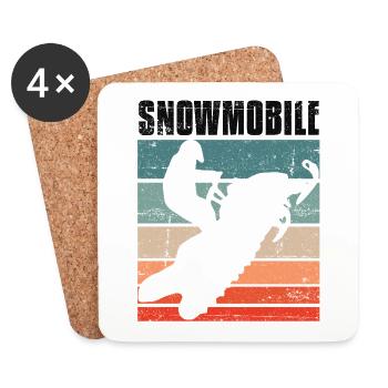 Vintage Snowmobile Snowmobile - Coasters (set of 4) - white - Front