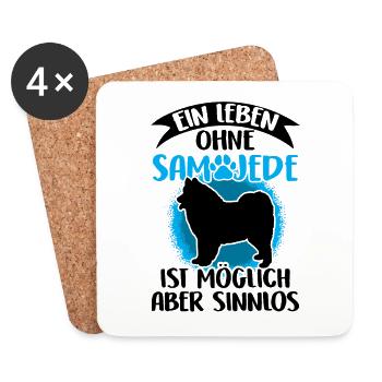 Leben ohne Samojede Samojedenspitz - Untersetzer (4er-Set) - Weiß - Vorne