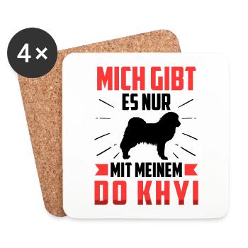 Nur mit meinem Do Khyi Tibetmastiff Tibetdogge - Untersetzer (4er-Set) - Weiß - Vorne