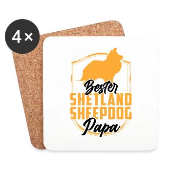 Shetland Sheepdog Papa britischer Sheepdog - Untersetzer (4er-Set) - Weiß - Vorne