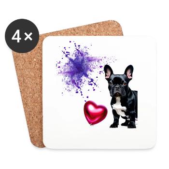 French Bulldog splash Art - Untersetzer (4er-Set) - Weiß - Vorne