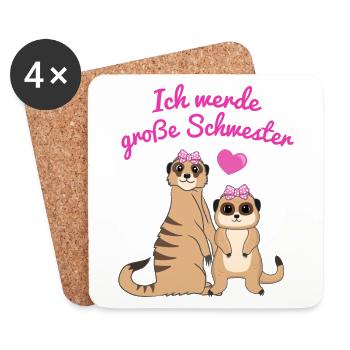 Ich Werde Große Schwester Erdmännchen Geschenk - Untersetzer (4er-Set) - Weiß - Vorne