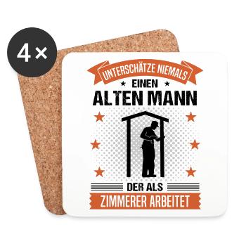 Zimmerer Alter Mann Spruch Herren Geschenk - Untersetzer (4er-Set) - Weiß - Vorne