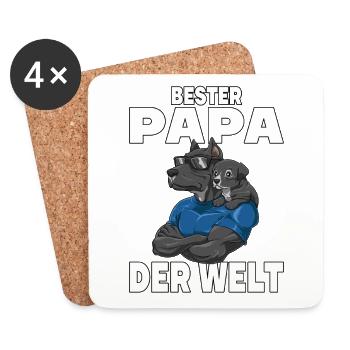 Bester Papa der Welt Vatertag Vater Hund für - Untersetzer (4er-Set) - Weiß - Vorne