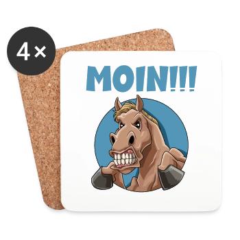 Pferd sagt wütend Moin - Untersetzer (4er-Set) - Weiß - Vorne