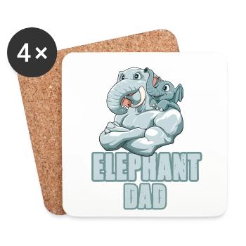 Elephant Dad für einen Elefant Liebhaber Elefant - Untersetzer (4er-Set) - Weiß - Vorne