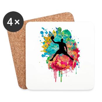 Basketballspieler - PopArt - Untersetzer (4er-Set) - Weiß - Vorne
