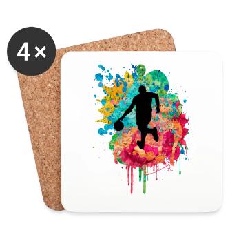 Basketballspieler - PopArt - Untersetzer (4er-Set) - Weiß - Vorne