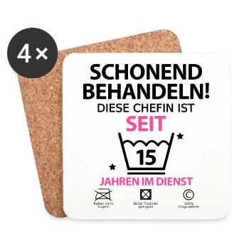 Chefin Jubiläum 15 Jahre Jähriges Firmenjubiläum - Untersetzer (4er-Set) - Weiß - Vorne