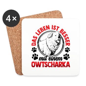 Leben mit Owtscharka Kaukasischer Owtscharka - Untersetzer (4er-Set) - Weiß - Vorne