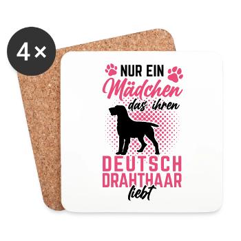 Mädchen das ihren Deutsch Drahthaar liebt - Untersetzer (4er-Set) - Weiß - Vorne