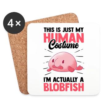 Blobfish just a costume funny blob fish - Coasters (set of 4) - white - Front