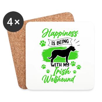 Irish Wolfhound rend Ireland Greyhound heureux - Dessous de verre (lot de 4) - blanc - Devant