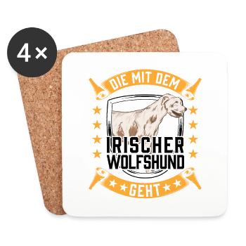 Die mit dem Irischer Wolfshund Irland Windhund - Untersetzer (4er-Set) - Weiß - Vorne