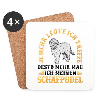 Schafpudel mehr mögen altdeutscher Hütepudel - Untersetzer (4er-Set) - Weiß - Vorne