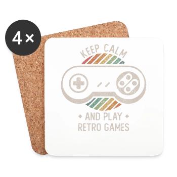 Klassische Retro-Spiele Keep Calm Vintage Gamer - Untersetzer (4er-Set) - Weiß - Vorne