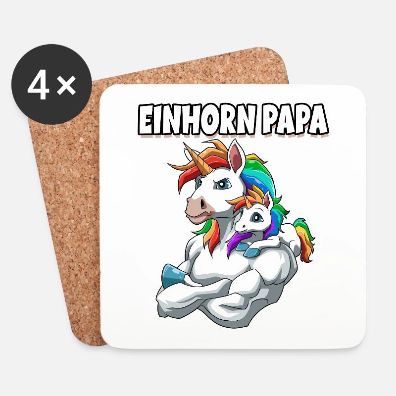 Starkes Einhorn Vater mit Einhorn Kind für - Untersetzer (4er-Set) - Weiß